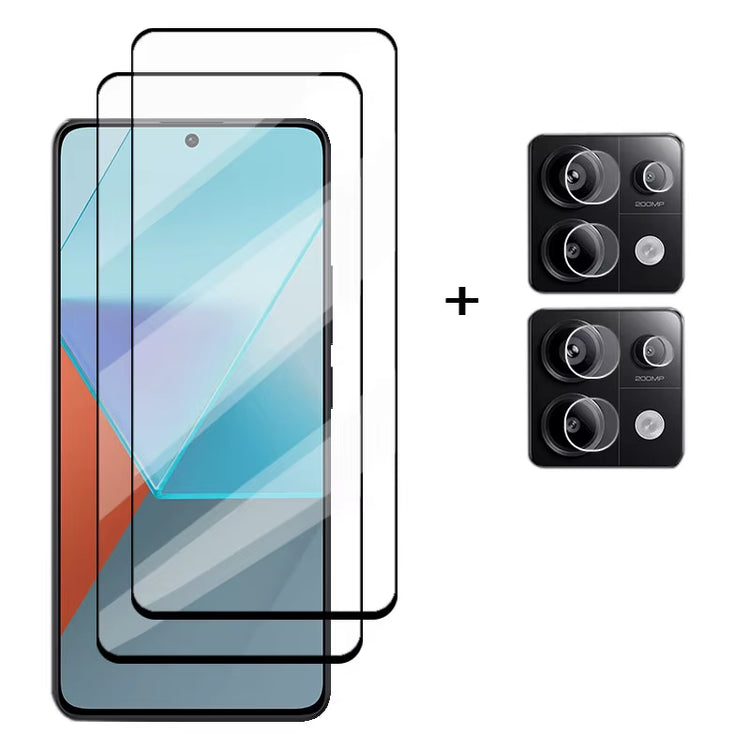 6In1 Glass for Redmi Note 13 Pro Global Full Cover Tempered Glass Redmi Note 13 Pro Screen Protector Lens Film Redmi Note 13 Pro