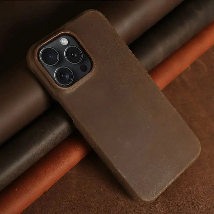 ZWW Crazy House Genuine Leather Cover Case for Iphone 15 Pro Max Case for Iphone 14Pro 12 11 XR XS 13 8 Aesthetic Vintage Retro