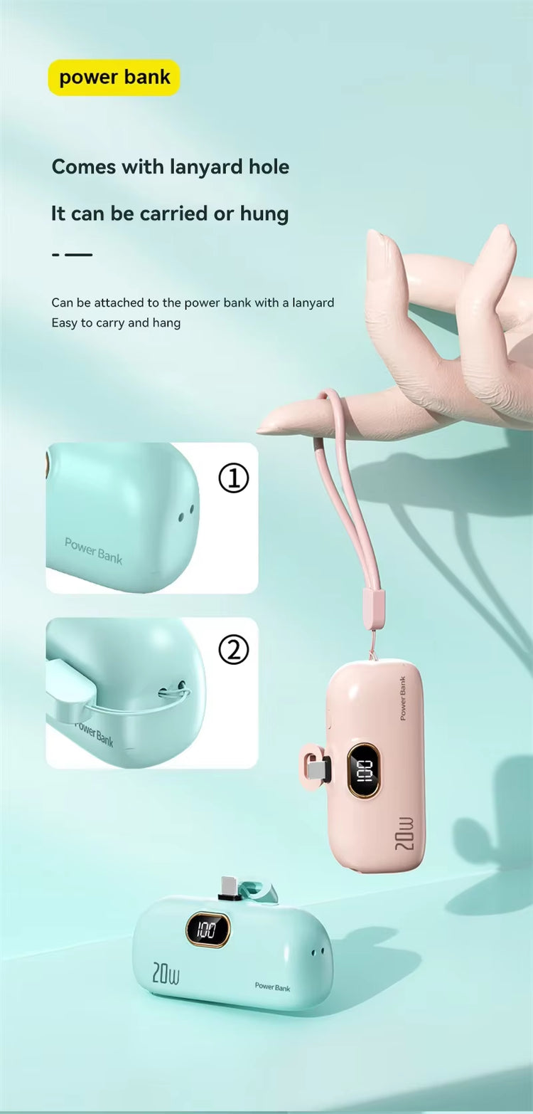 Xiaomi  30000Mah Mini Portable Power Bank Capsule Mobile Power Supply Emergency External Battery Fast Charger for Iphone 16