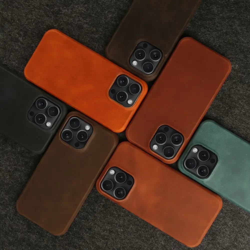 ZWW Crazy House Genuine Leather Cover Case for Iphone 15 Pro Max Case for Iphone 14Pro 12 11 XR XS 13 8 Aesthetic Vintage Retro