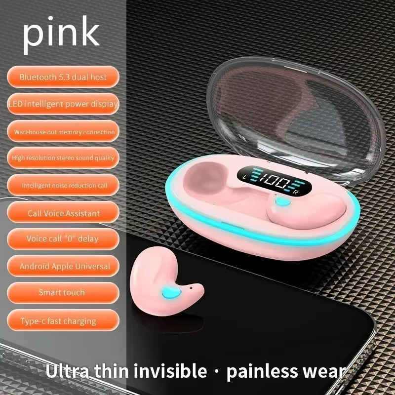 Mini Invisible Sleep Wireless Earphone Bluetooth 5.0 Hidden Earbuds IPX5 Waterproof Noise Cancelling Touch Control Headphone X55