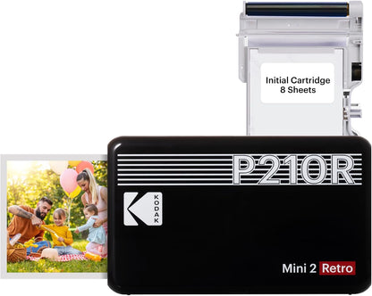 Mini 2 Retro 4PASS Portable Photo Printer (2.1X3.4 Inches) + 8 Sheets, Black