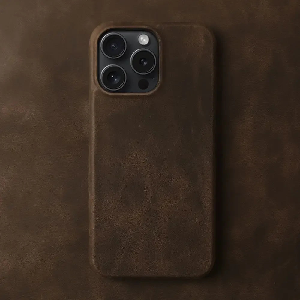 ZWW Crazy House Genuine Leather Cover Case for Iphone 15 Pro Max Case for Iphone 14Pro 12 11 XR XS 13 8 Aesthetic Vintage Retro