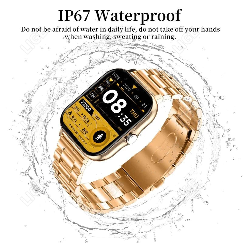 LIGE 2022 Men Smart Watch Women 1.69" Color Screen Full Touch Fitness Tracker Bluetooth Call Smart Clock Ladies Smart Watch Men