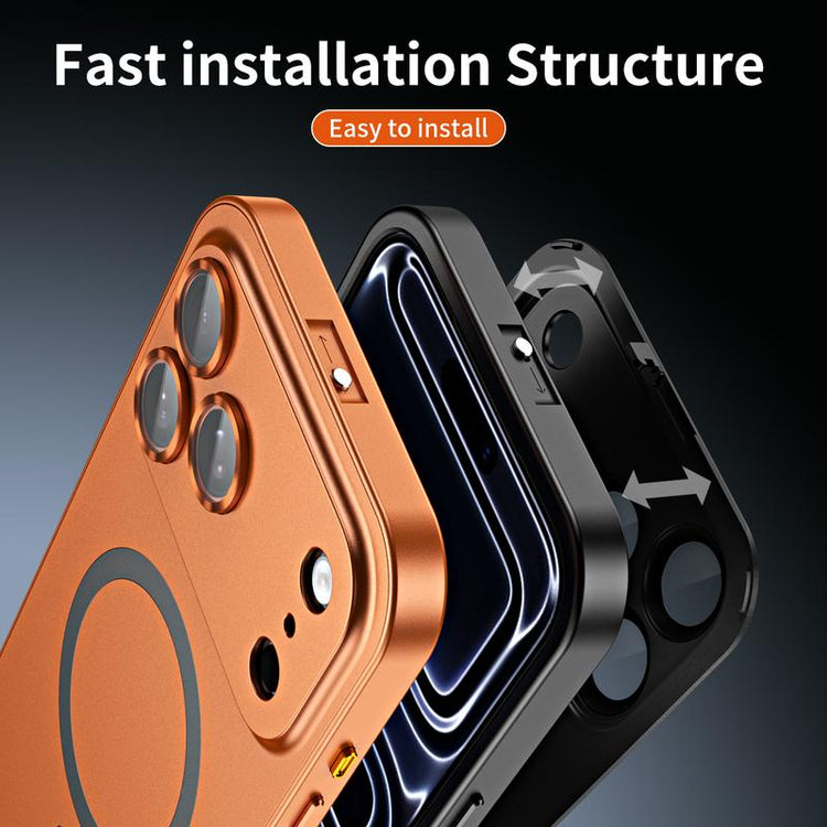 Alloy Aluminum Magnetic Case for Iphone 17 Pro Max 16 15 14 13 12 Pro Max, Metal Frame + PC Back Plate Case Compatible with Magsafe Full Camera Lens Protective Cover