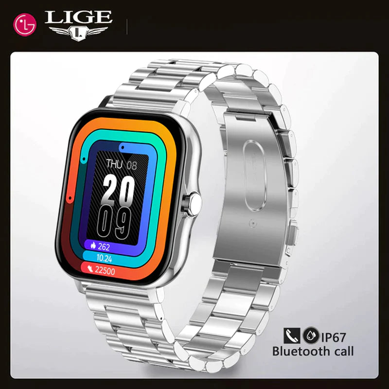 LIGE 2022 Men Smart Watch Women 1.69" Color Screen Full Touch Fitness Tracker Bluetooth Call Smart Clock Ladies Smart Watch Men