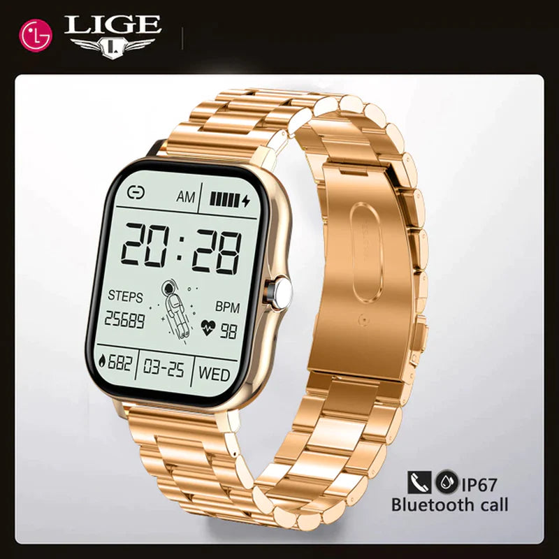 LIGE 2022 Men Smart Watch Women 1.69" Color Screen Full Touch Fitness Tracker Bluetooth Call Smart Clock Ladies Smart Watch Men