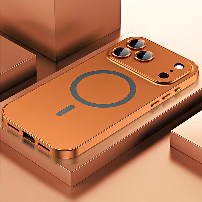 Alloy Aluminum Magnetic Case for Iphone 17 Pro Max 16 15 14 13 12 Pro Max, Metal Frame + PC Back Plate Case Compatible with Magsafe Full Camera Lens Protective Cover