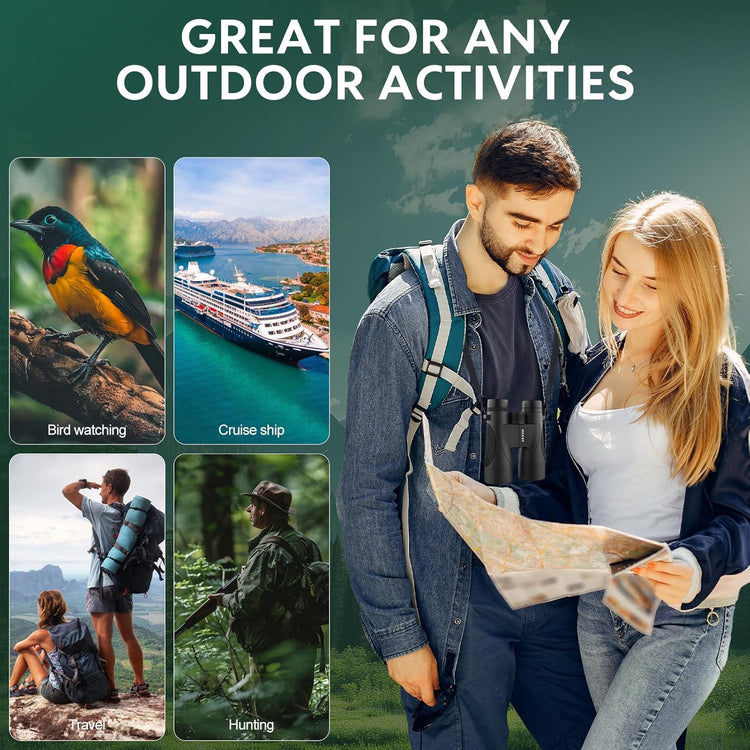 12X50 Binoculars for Adults High Powered - HD Bird Watching Binocular for Hunting with Clear Vision - Easy Focus Binoculars with Long Range for Hiking Travel Cruise Trip Concert Stargazing