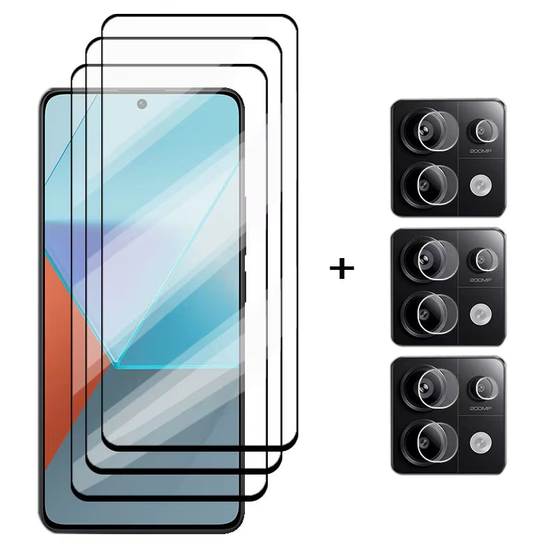 6In1 Glass for Redmi Note 13 Pro Global Full Cover Tempered Glass Redmi Note 13 Pro Screen Protector Lens Film Redmi Note 13 Pro